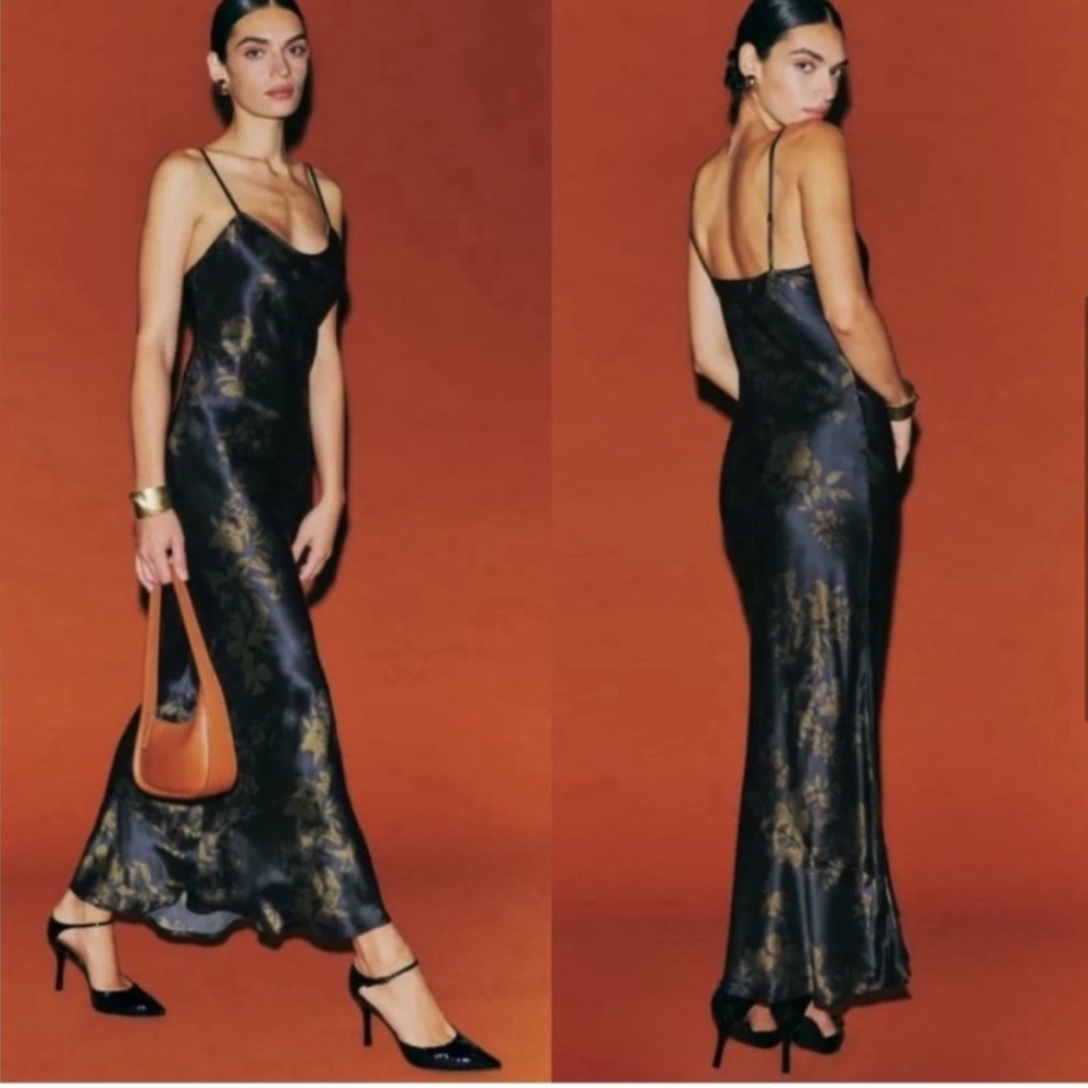 Reformation Parma Silk Dress in Night Garden